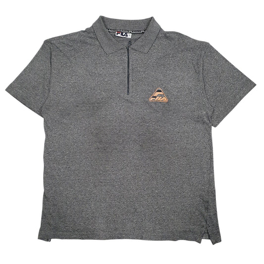 Mens Grey Fila Quarter Zip Short Sleeve Polo Shirt