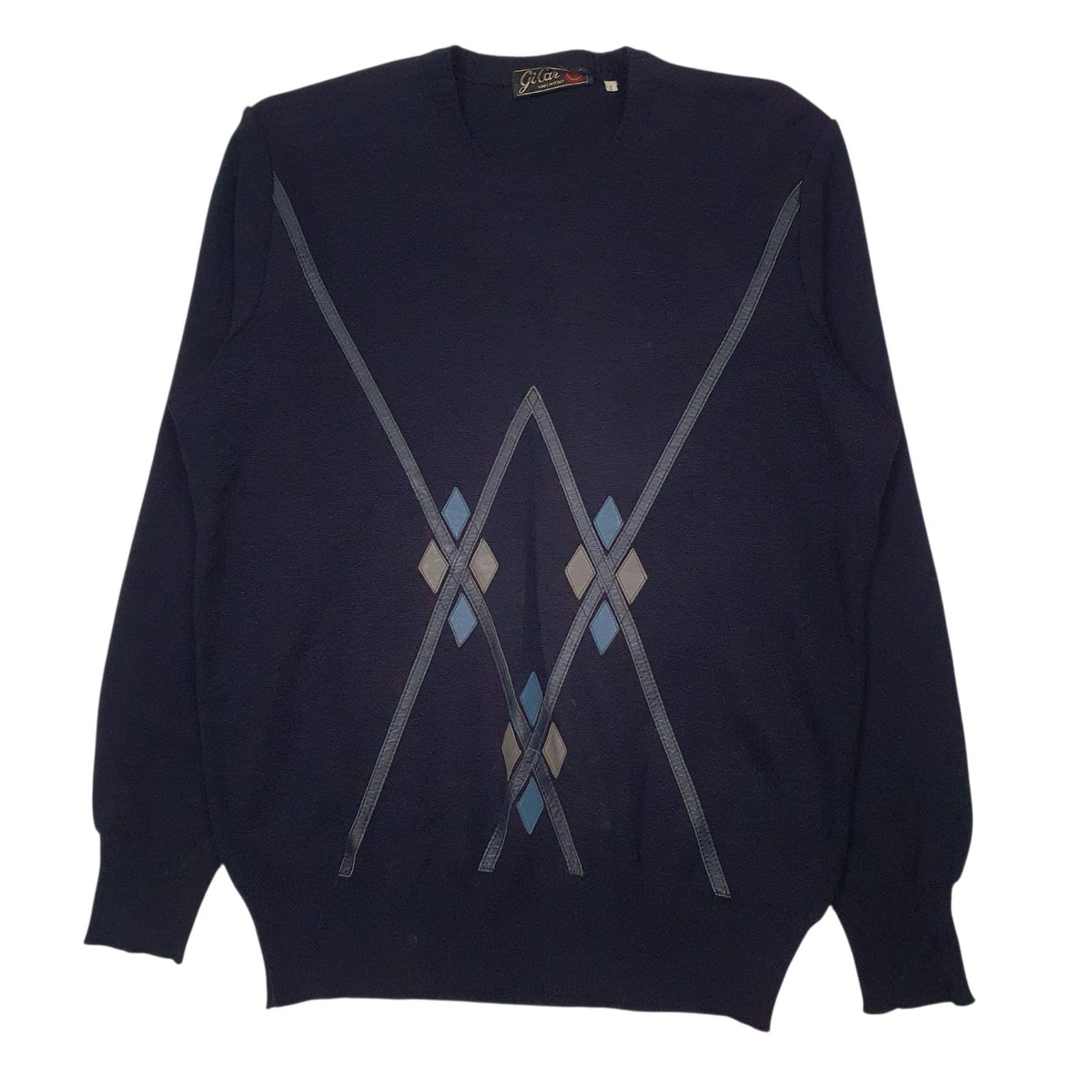 Mens Navy Gicar Vintage Crewneck Jumper