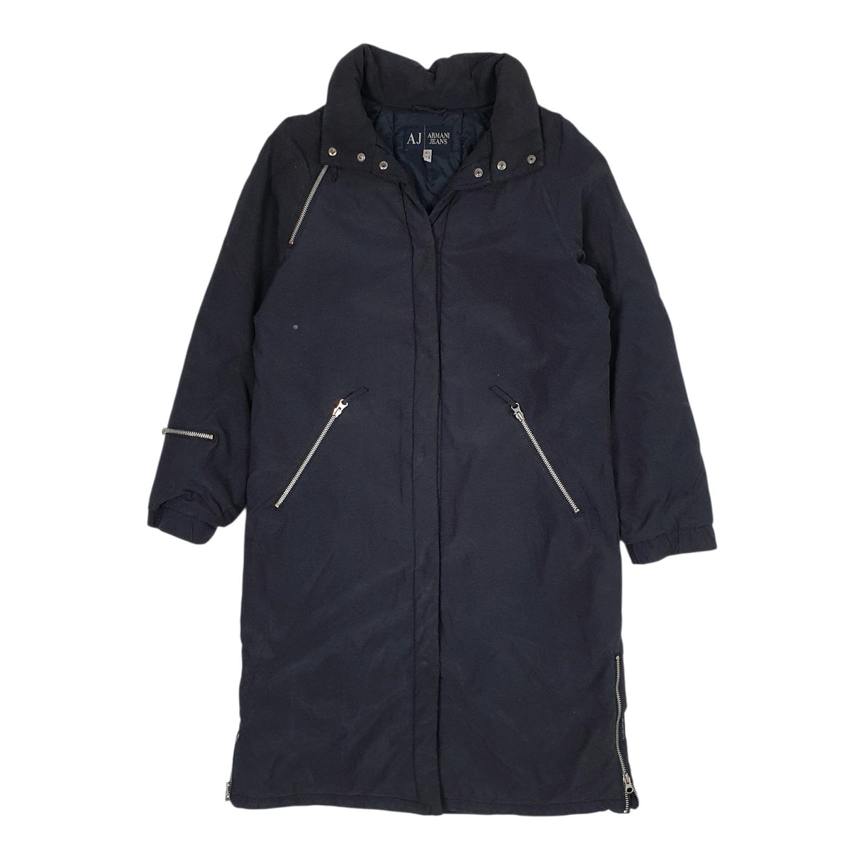 Womens Navy Armani Jeans Trench Longline  Coat
