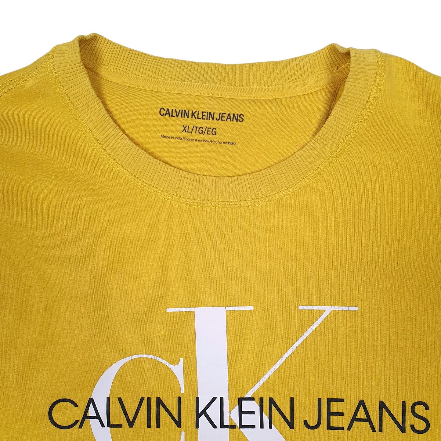 Mens Yellow Calvin Klein  Crewneck Jumper