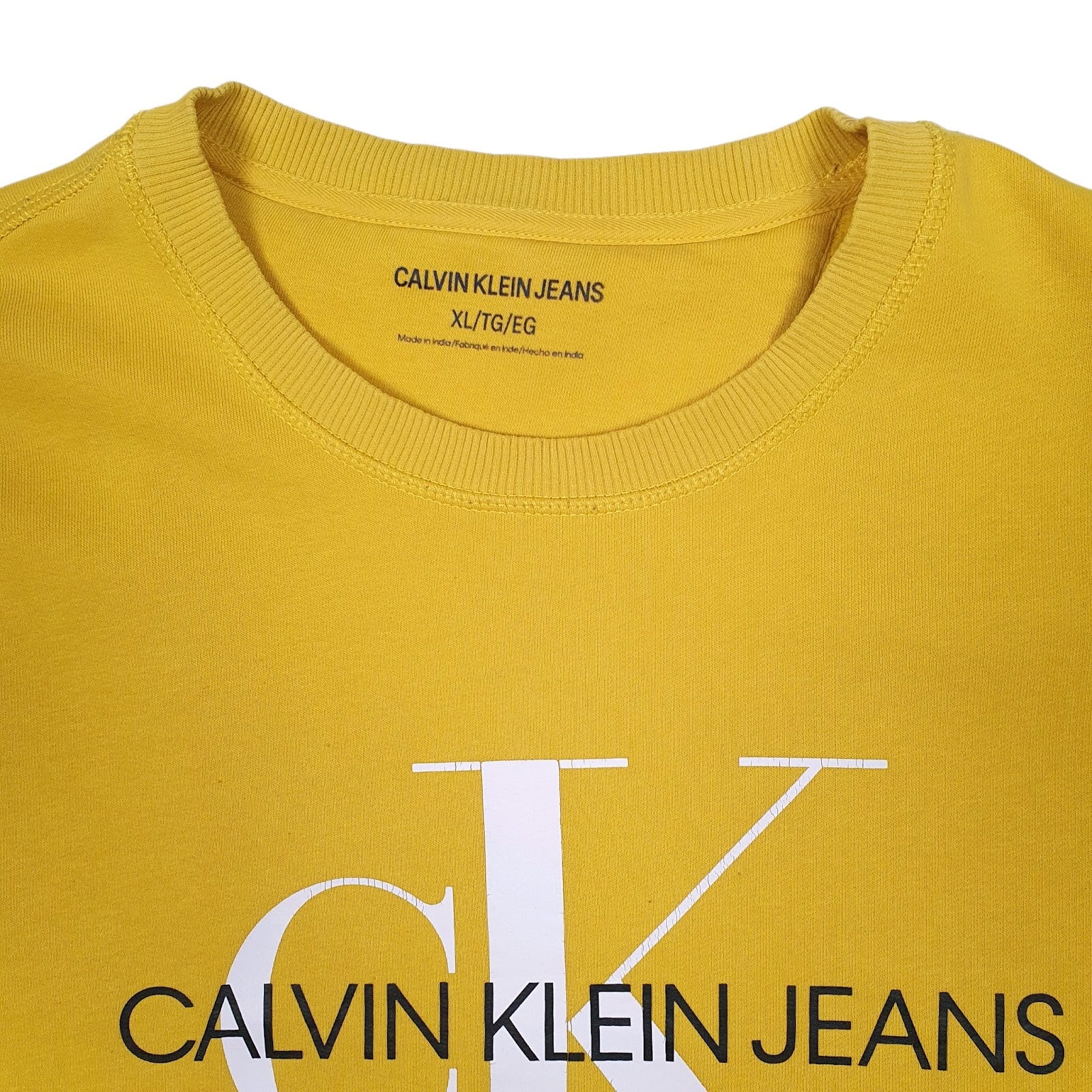 Mens Yellow Calvin Klein  Crewneck Jumper