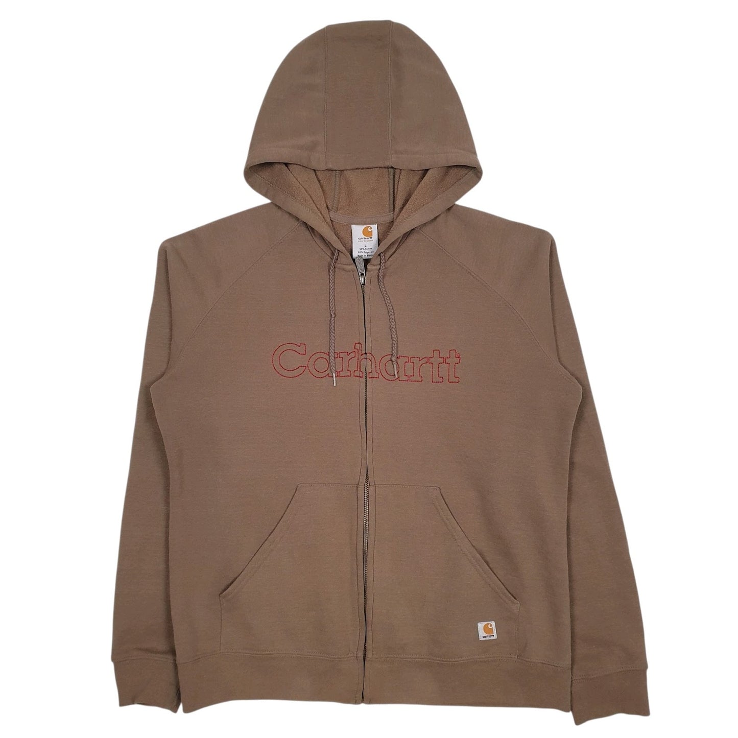Womens Brown Carhartt Spellout Full Zip Jumper