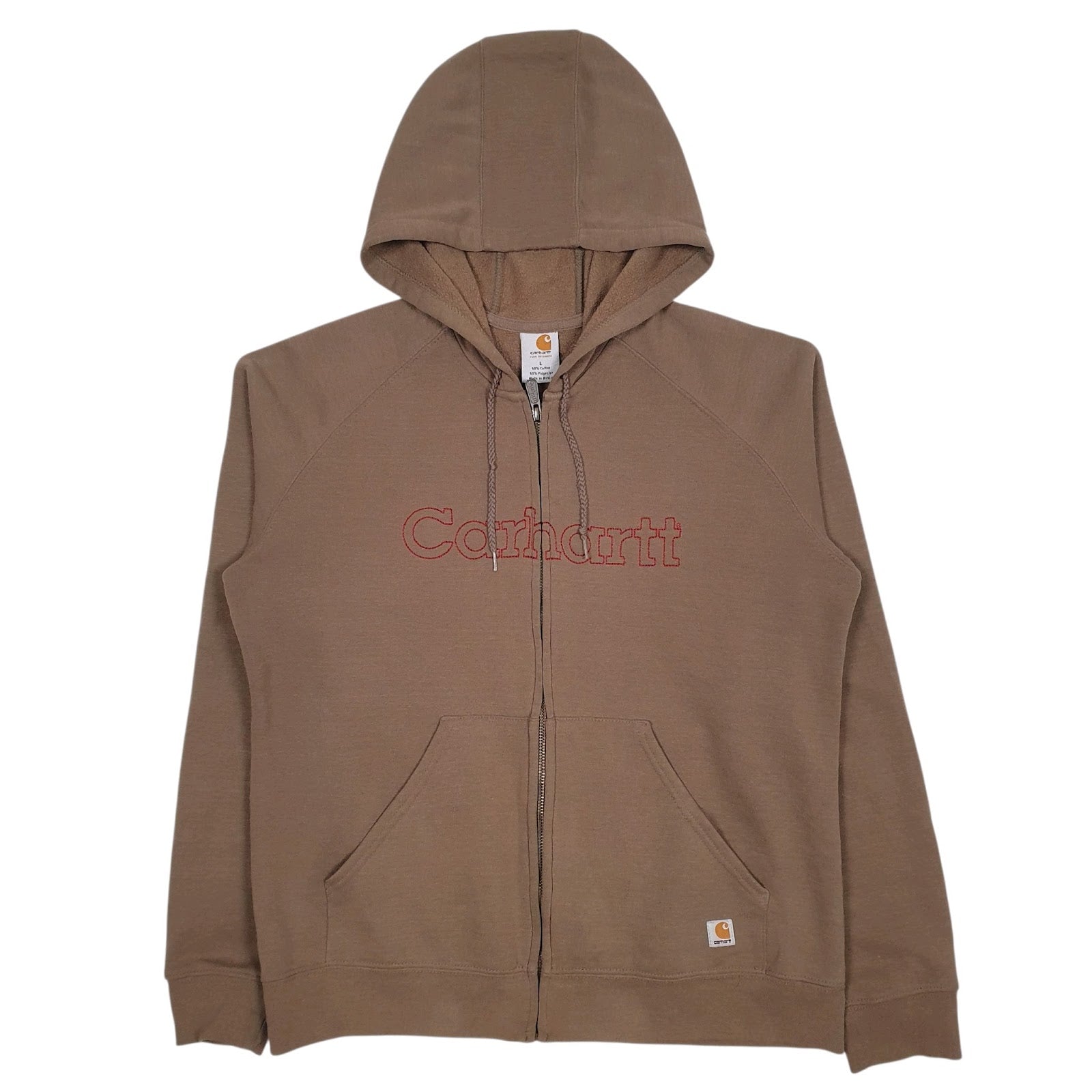 Womens Brown Carhartt Spellout Full Zip Jumper