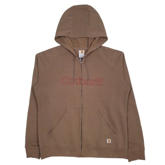 Womens Brown Carhartt Spellout Full Zip Jumper