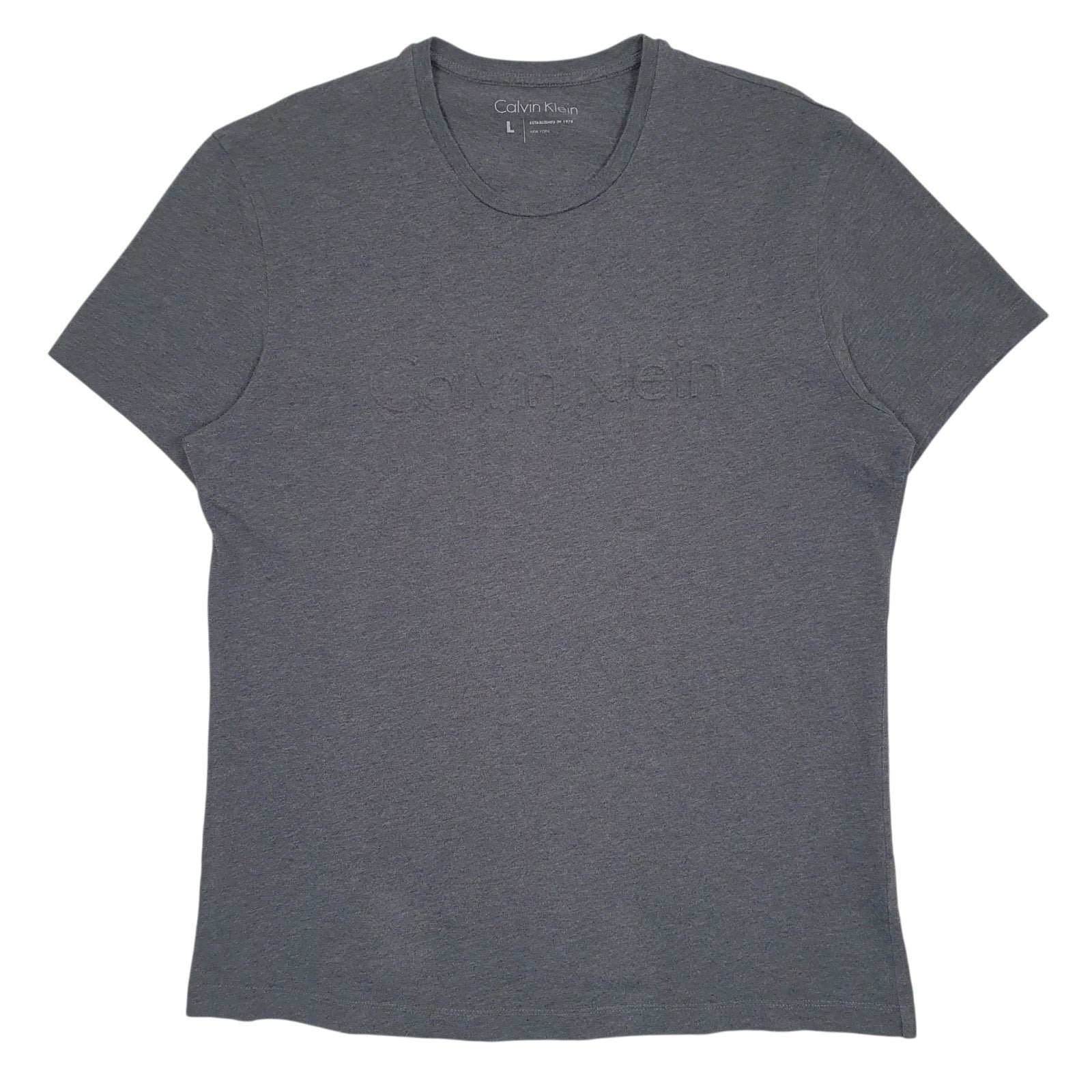 Mens Grey Calvin Klein Spellout Short Sleeve T Shirt