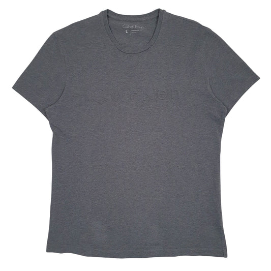 Mens Grey Calvin Klein Spellout Short Sleeve T Shirt
