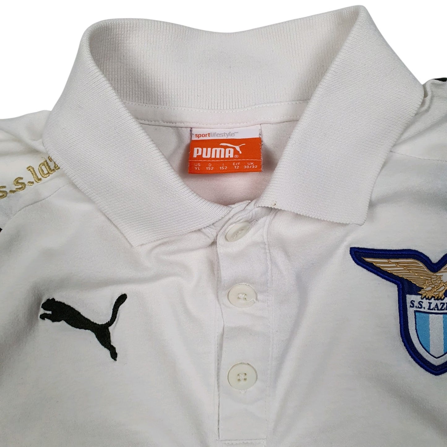 Mens White Puma SS Lazio FC Football  Polo Shirt
