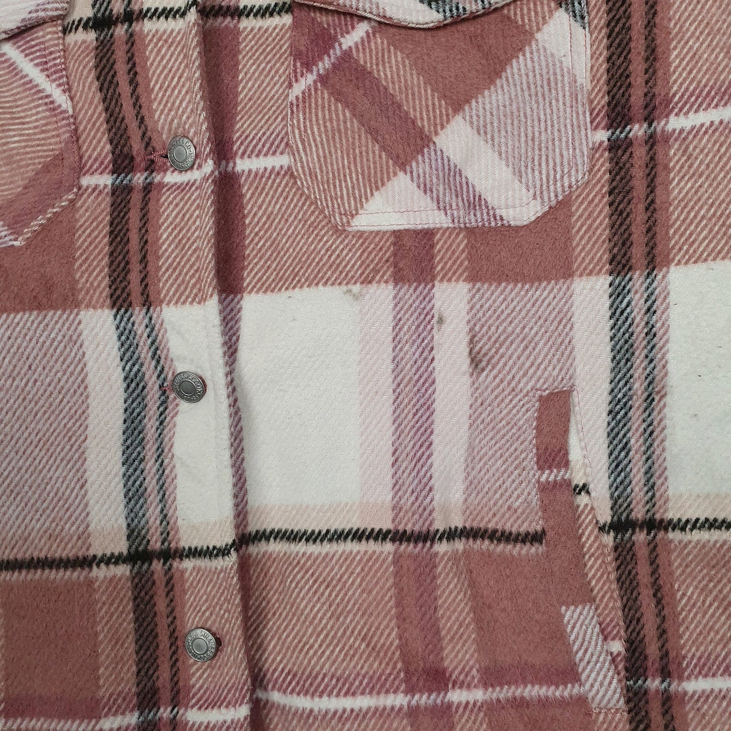 Mens Pink Levis Quilt Lined Heavy Plaid  Coat