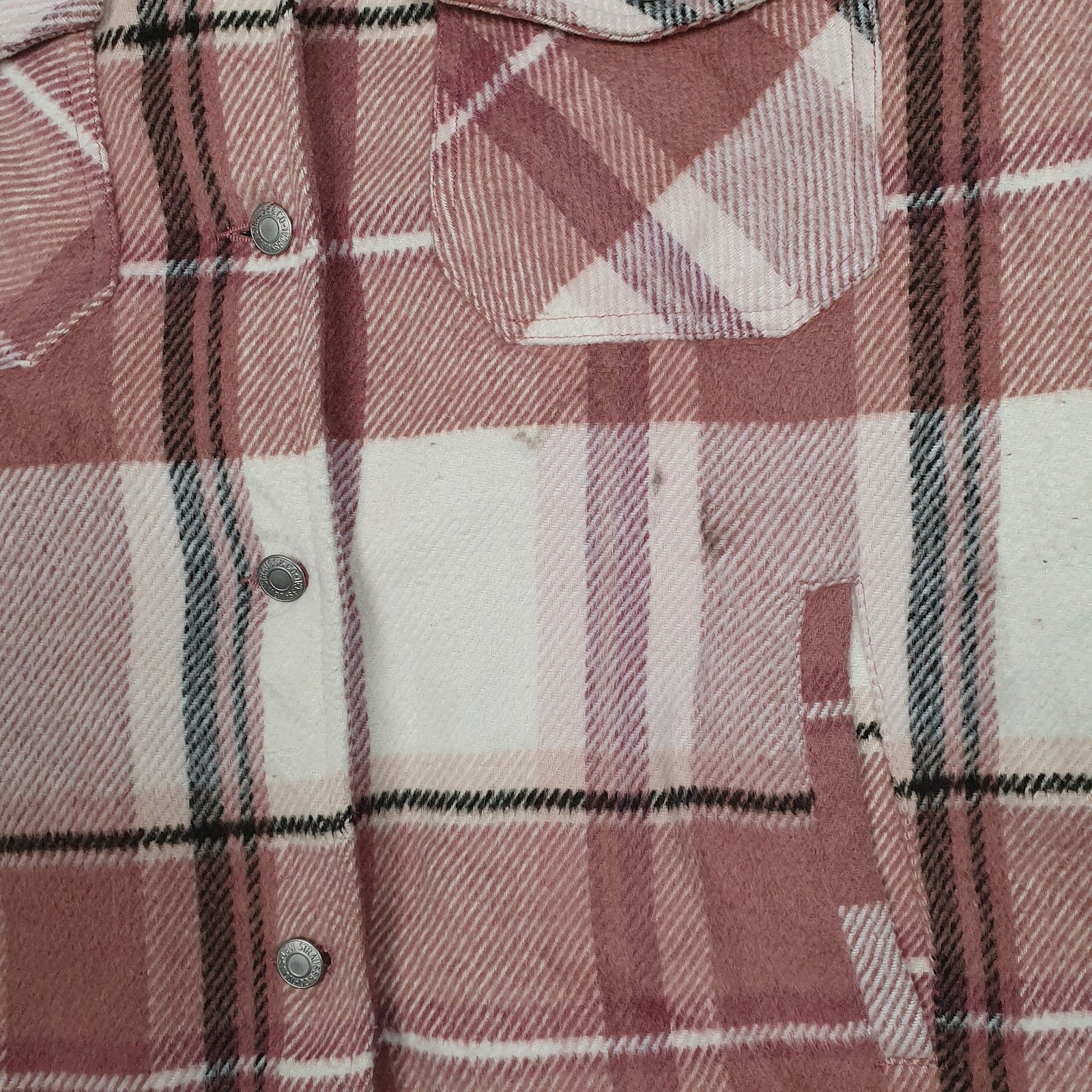 Mens Pink Levis Quilt Lined Heavy Plaid  Coat