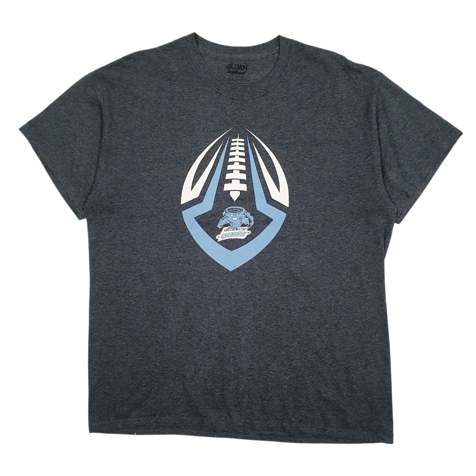 Mens Grey Gildan Pueblo West Cyclones Football Short Sleeve T Shirt