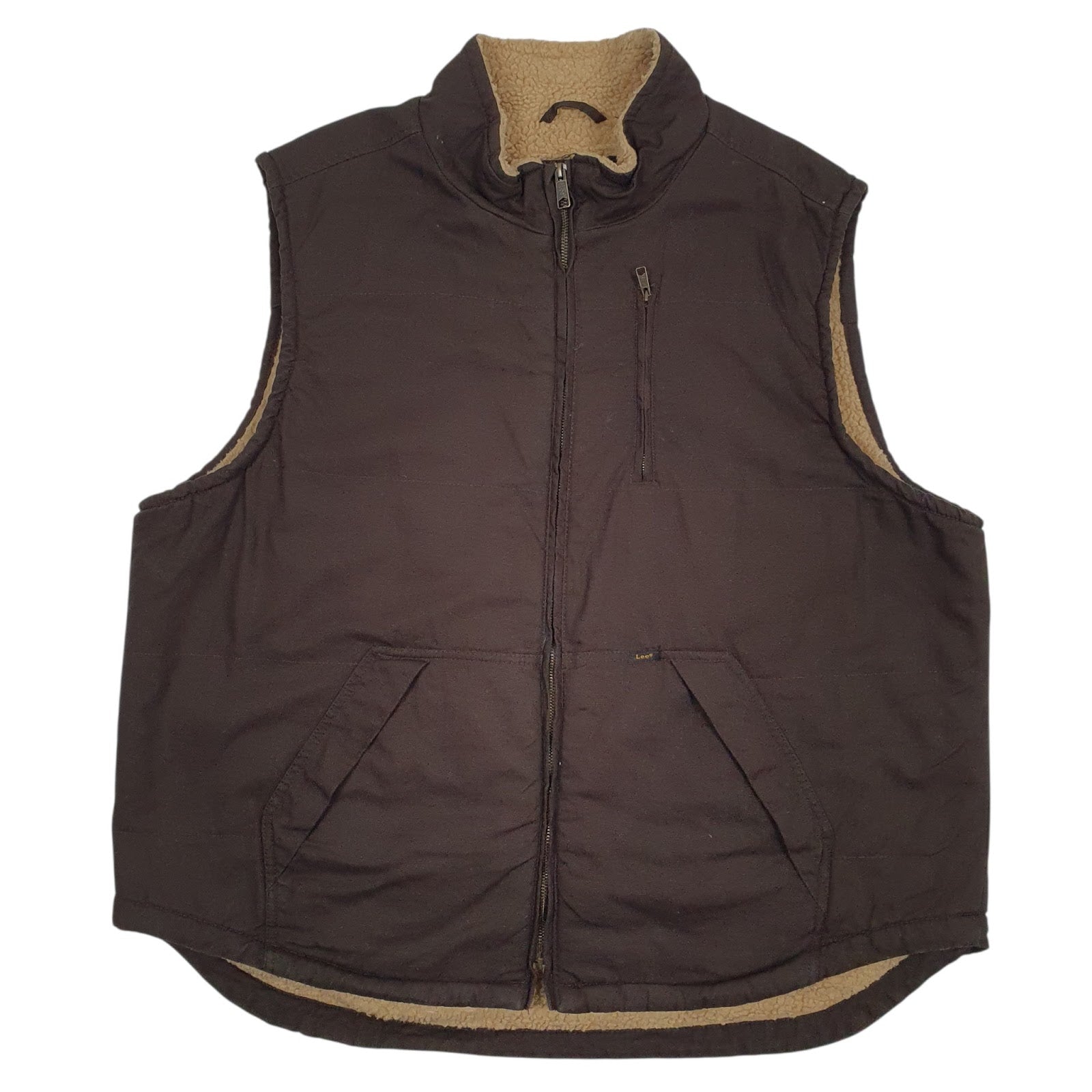 Mens Brown Lee Sherpa Lined Padded  Coat