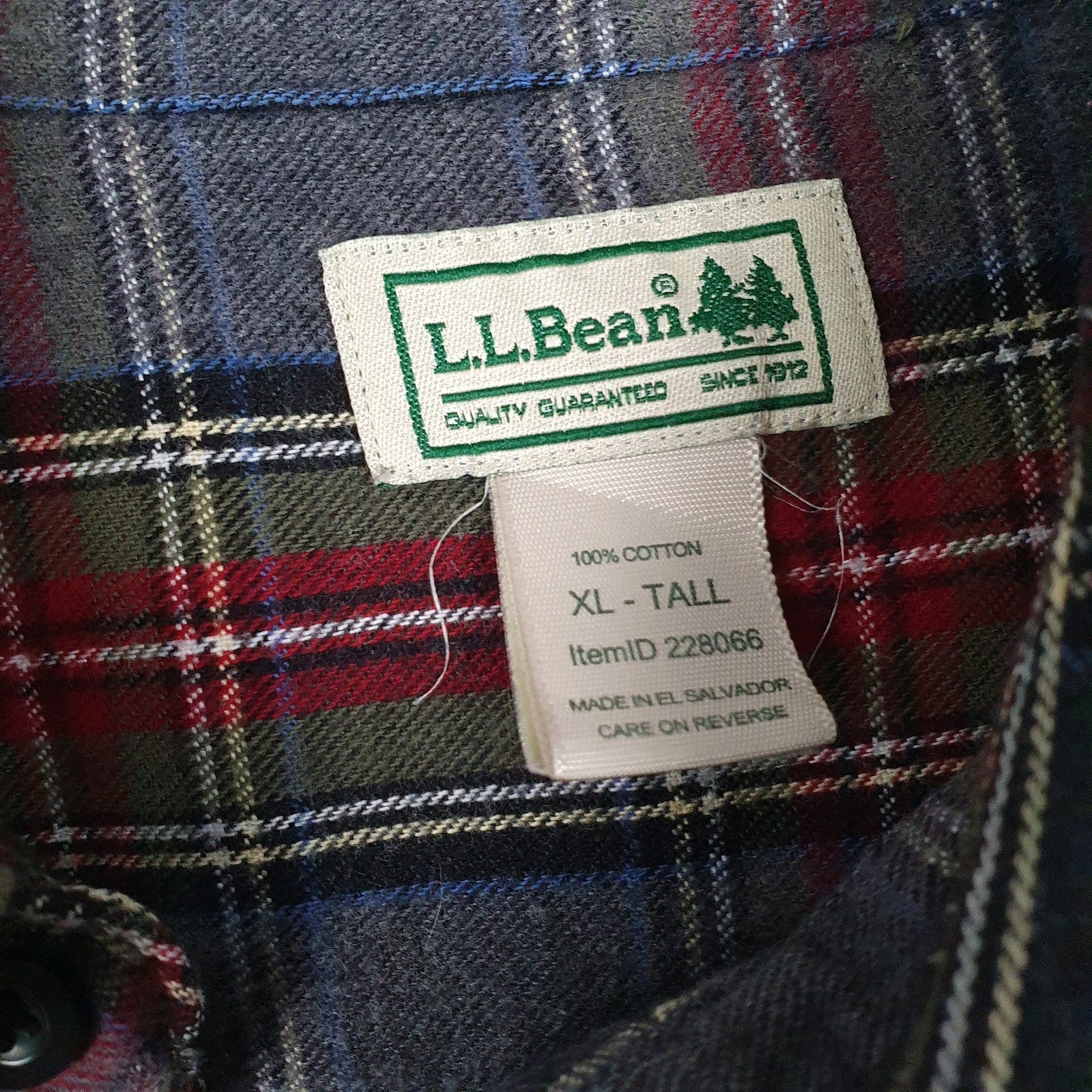 Mens Grey L.L.Bean Flannel  Shirt