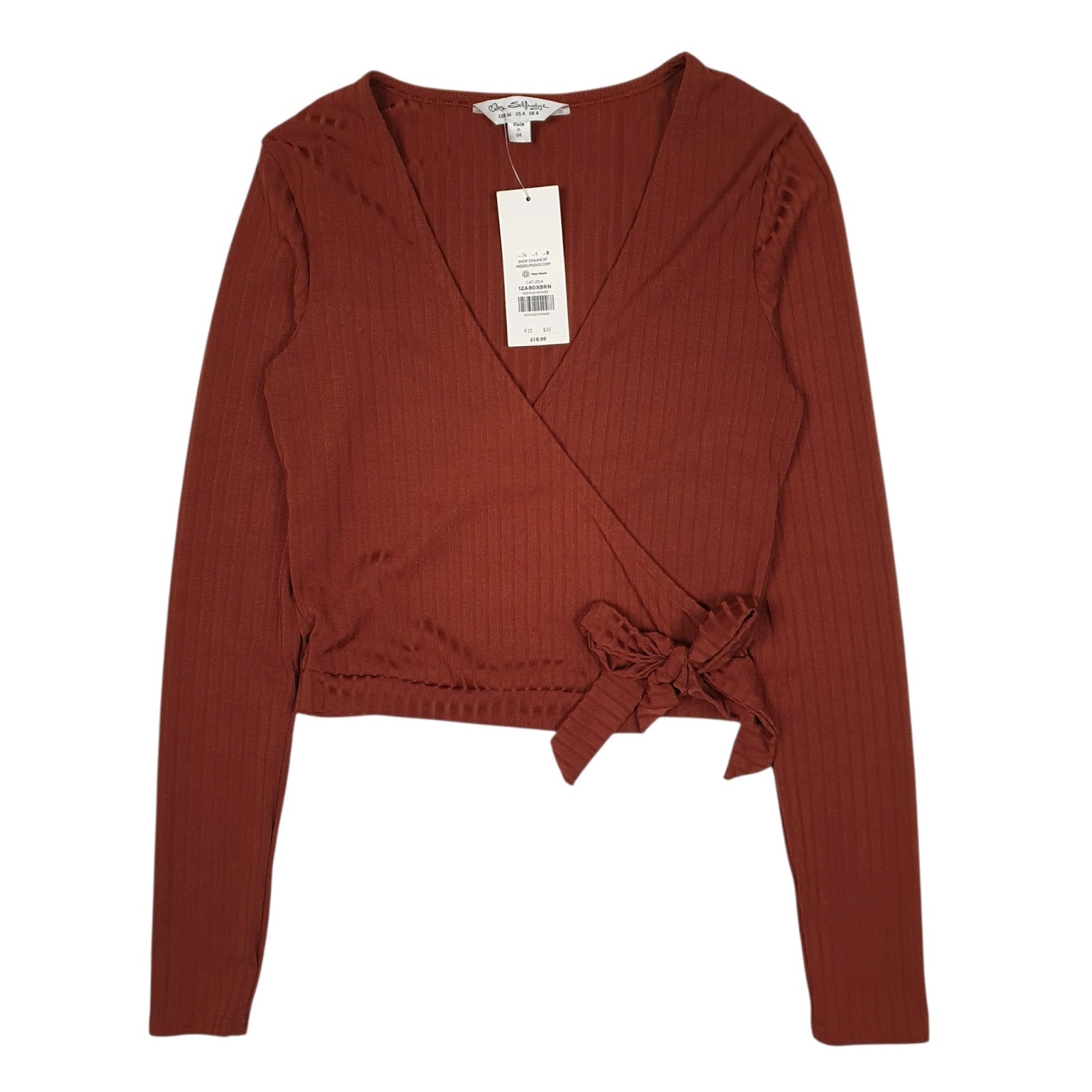 Womens Brown Miss Selfridge Blouse Long Sleeve T Shirt