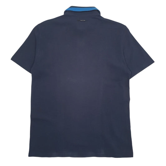 Mens Navy Versace Zip  Polo Shirt
