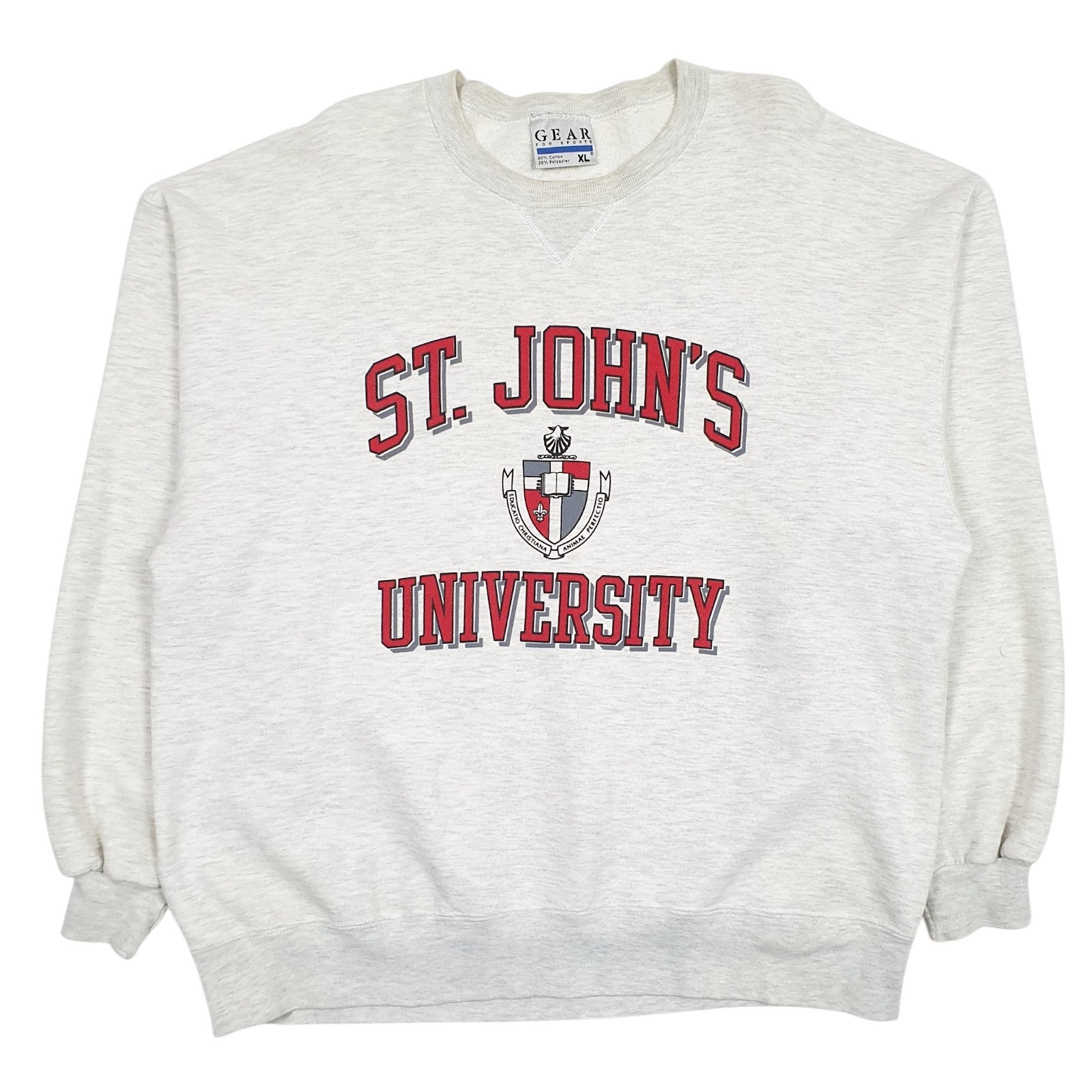 Mens Grey Gear St. John's University Vintage 90s Made In USA Crewneck Jumper