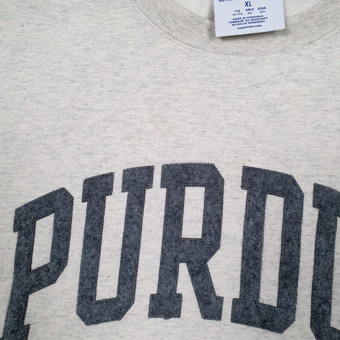 Mens Beige Champion Purdue University Crewneck Jumper
