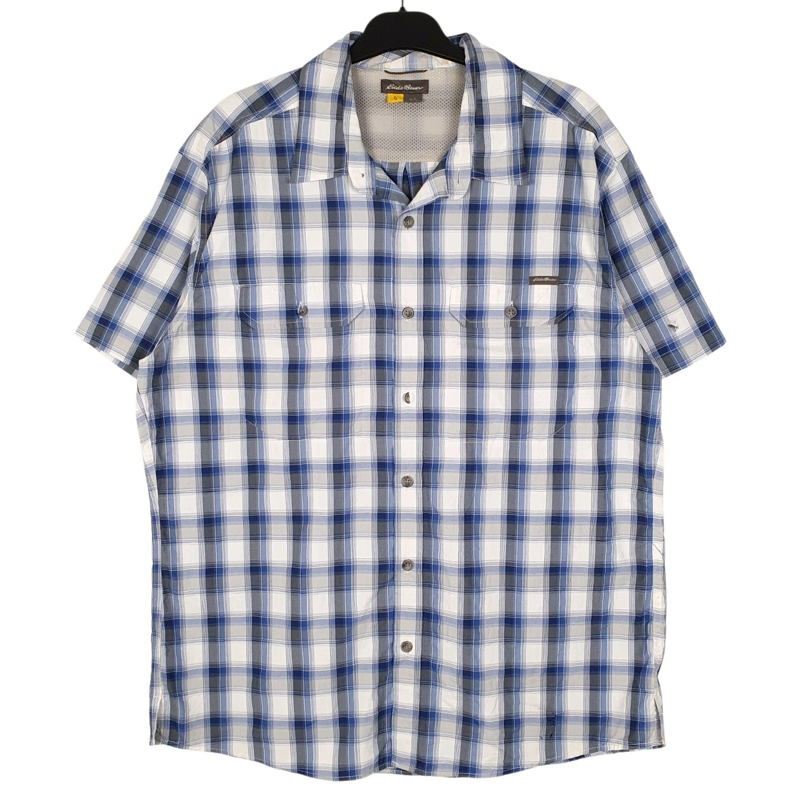 Mens Blue Eddie Bauer Hiking Walking Short Sleeve Shirt