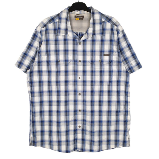 Mens Blue Eddie Bauer Hiking Walking Short Sleeve Shirt