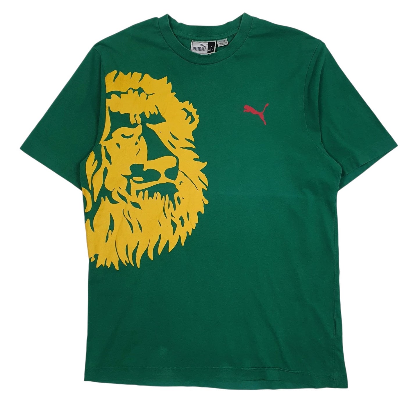 Mens Green Puma Vintage  Federation Camerounaise De Football Short Sleeve T Shirt