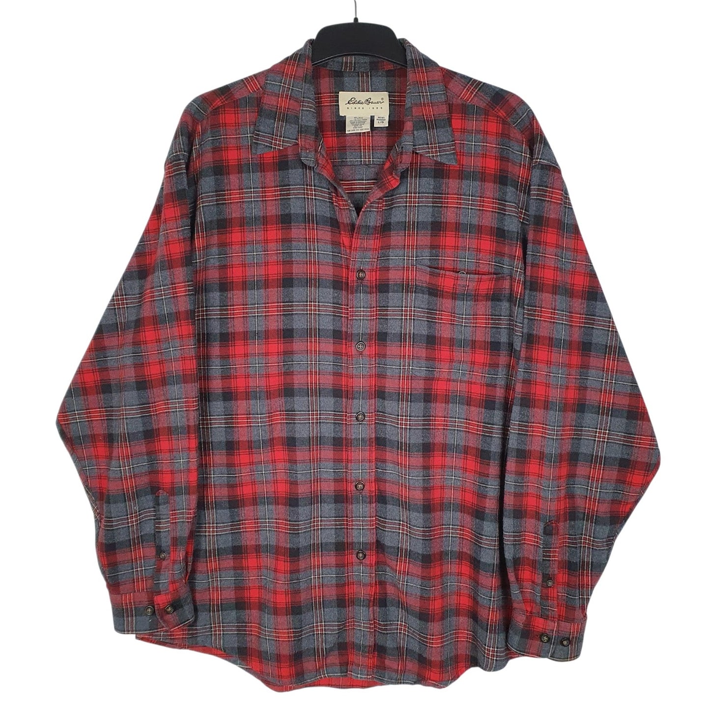 Mens Grey Eddie Bauer Flannel Long Sleeve Shirt