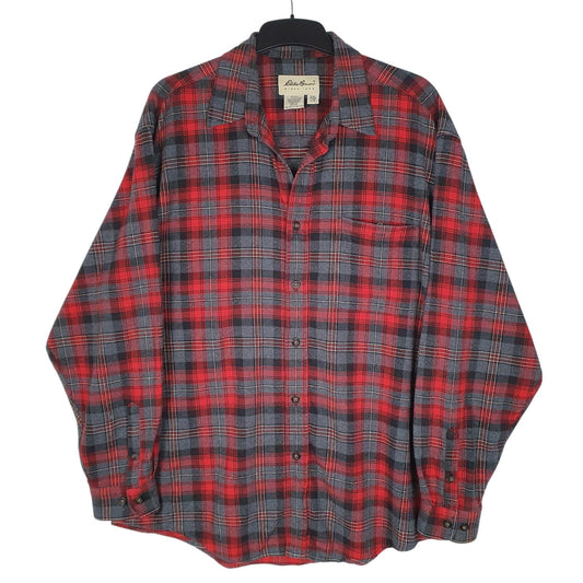 Mens Grey Eddie Bauer Flannel Long Sleeve Shirt