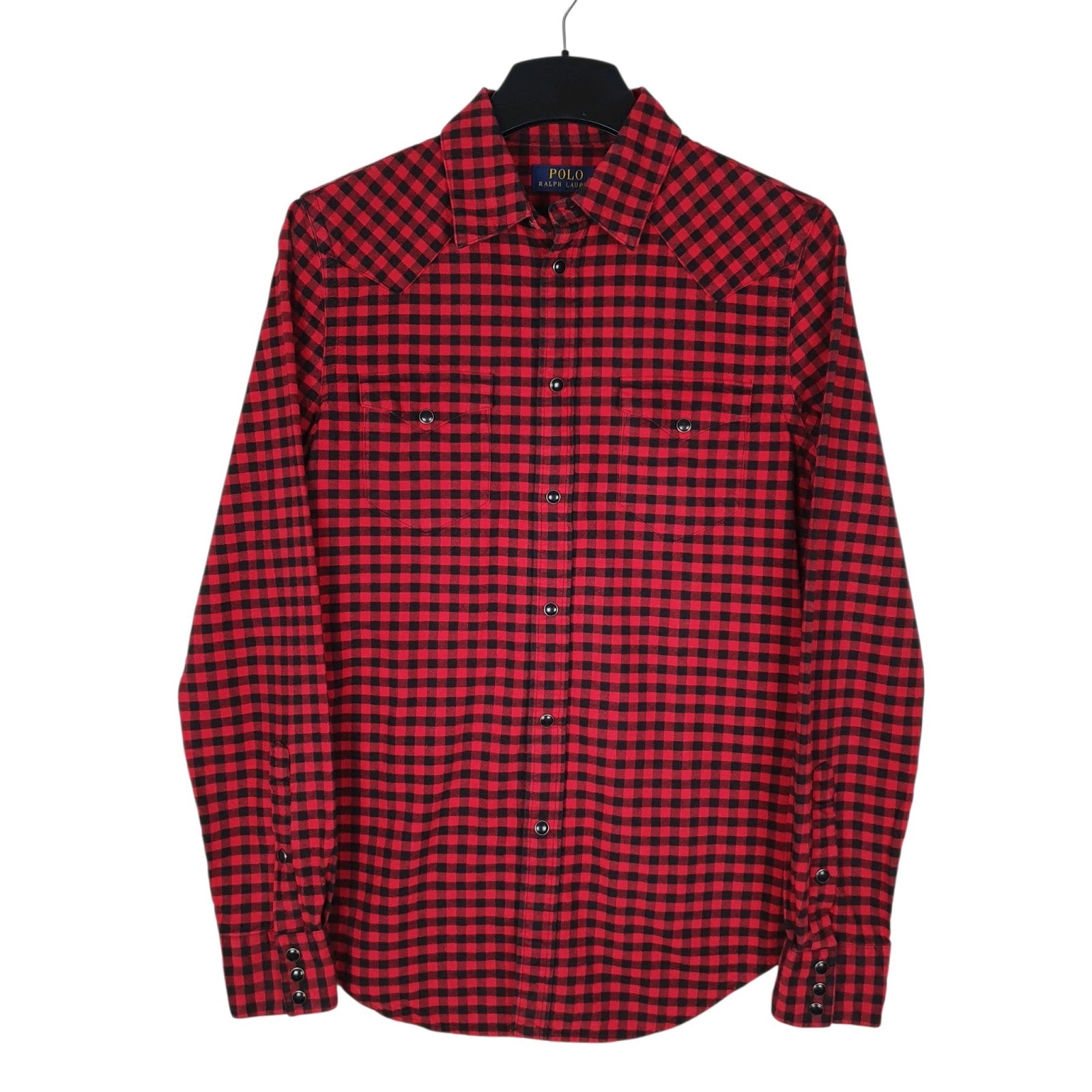 Mens Red Polo Ralph Lauren Plaid Flannel Long Sleeve Shirt