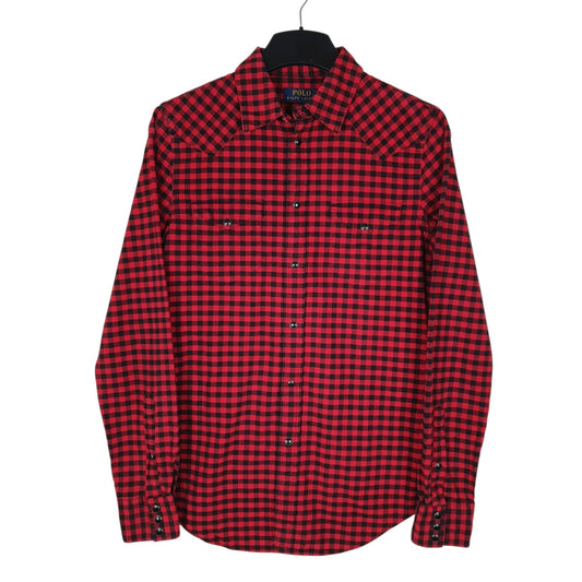 Mens Red Polo Ralph Lauren Plaid Flannel Long Sleeve Shirt