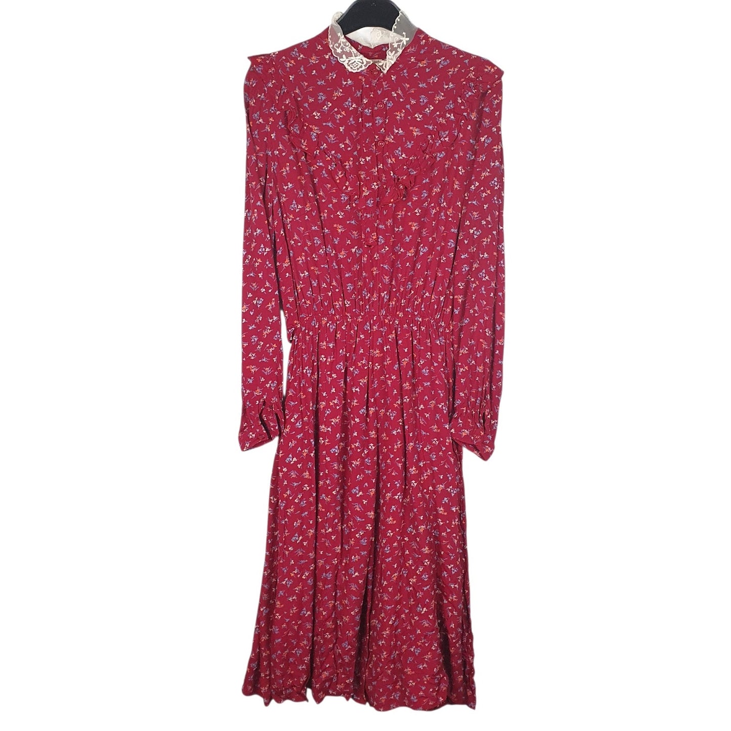 Womens Red Unbranded Floral Print Long Sleeve Dress