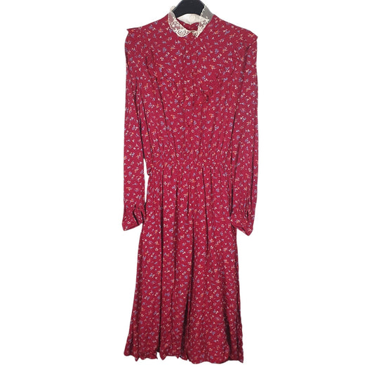 Womens Red Unbranded Floral Print Long Sleeve Dress