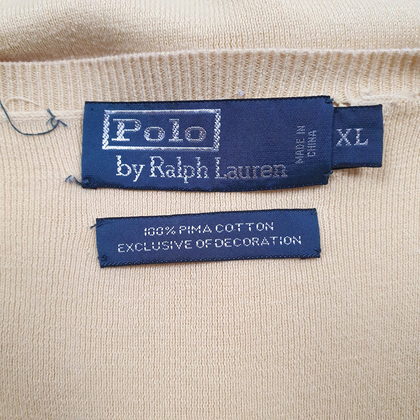 Mens Yellow Polo Ralph Lauren Pima V Neck Jumper