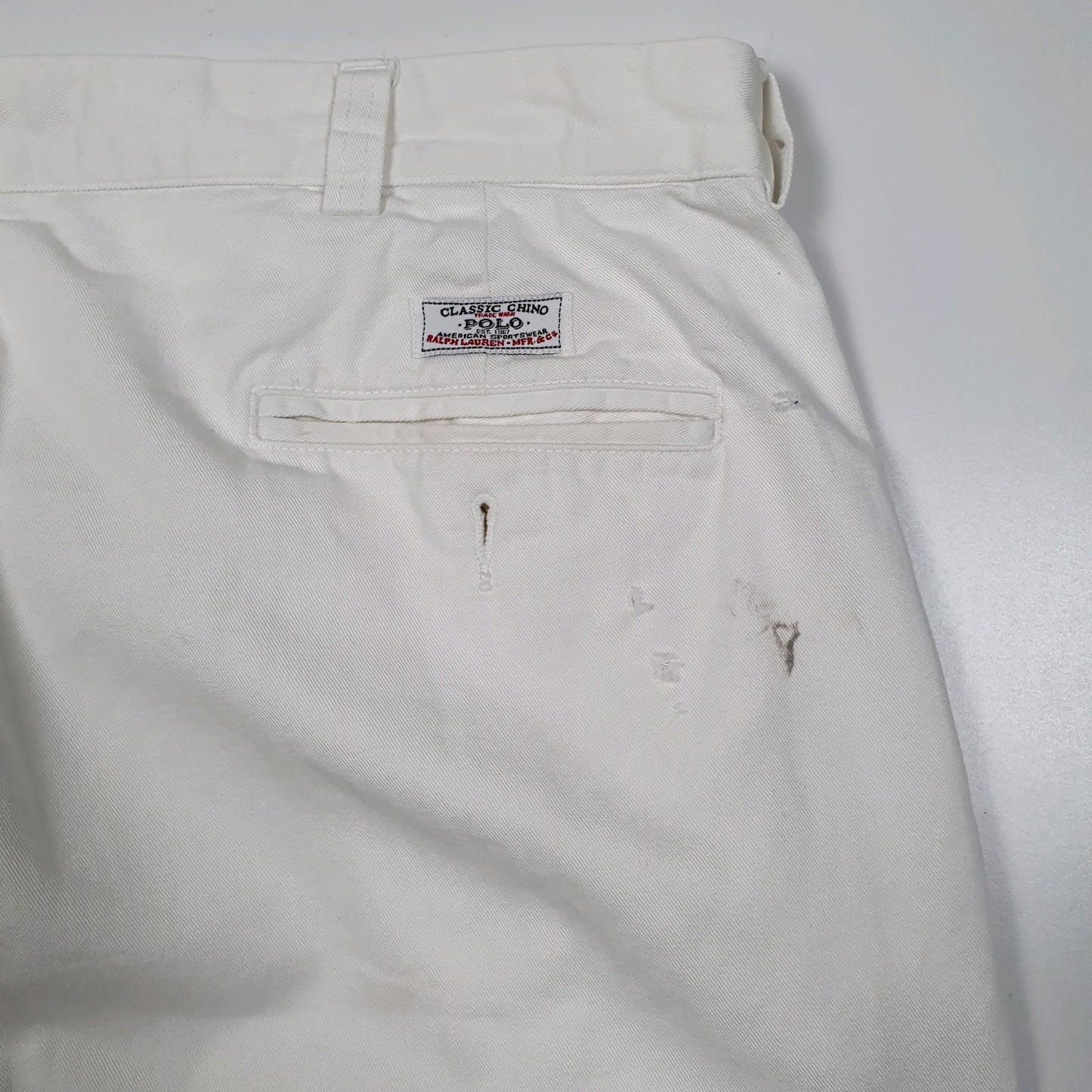 Mens White Polo Ralph Lauren Phillip Pant Vintage 90s  Trousers