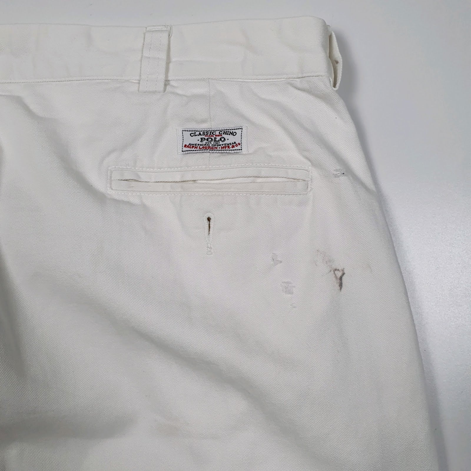 Mens White Polo Ralph Lauren Phillip Pant Vintage 90s  Trousers