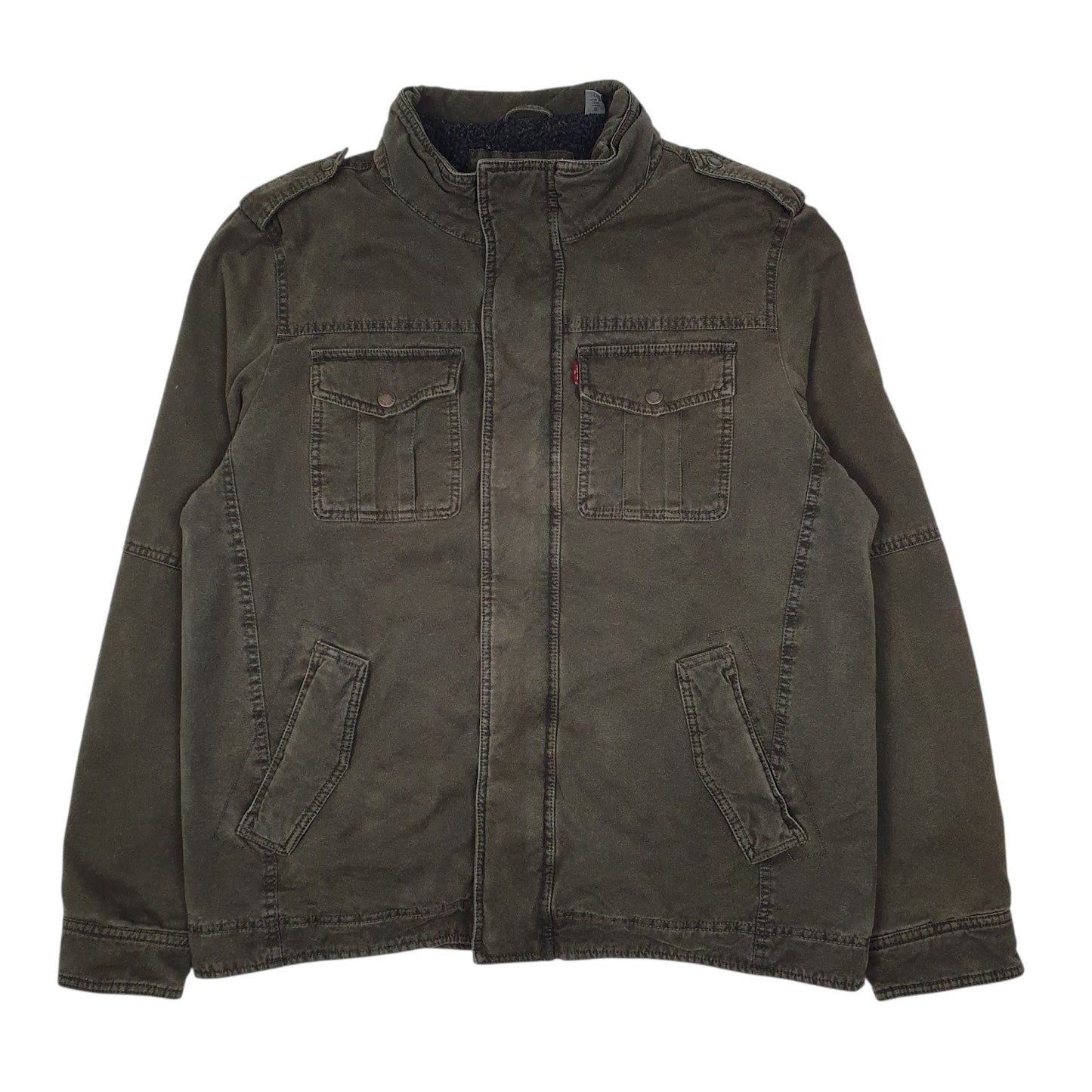 Mens Grey Levis Sherpa Lined Military Bomber  Coat