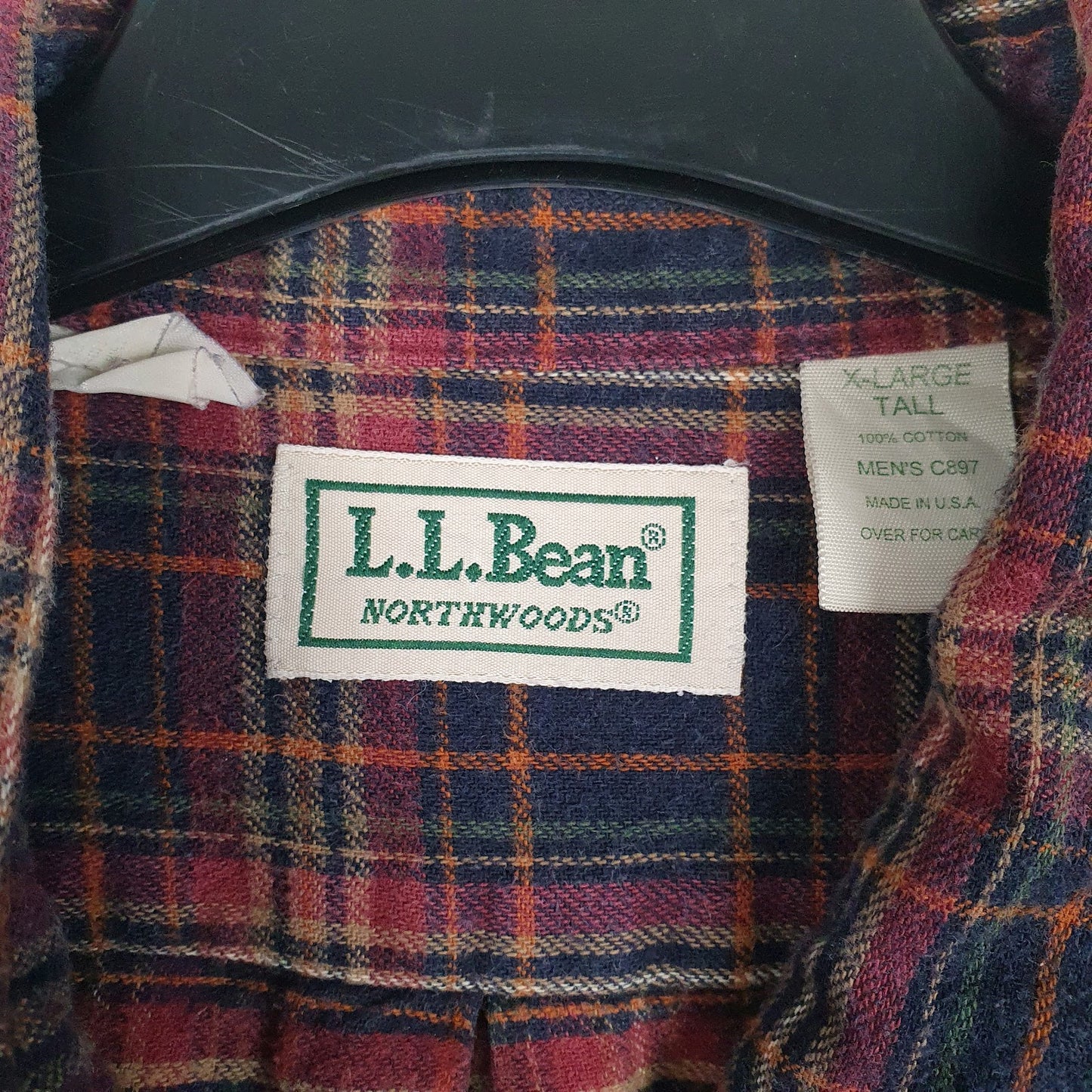 Mens Navy L.L.Bean Flannel Made In USA  Shirt
