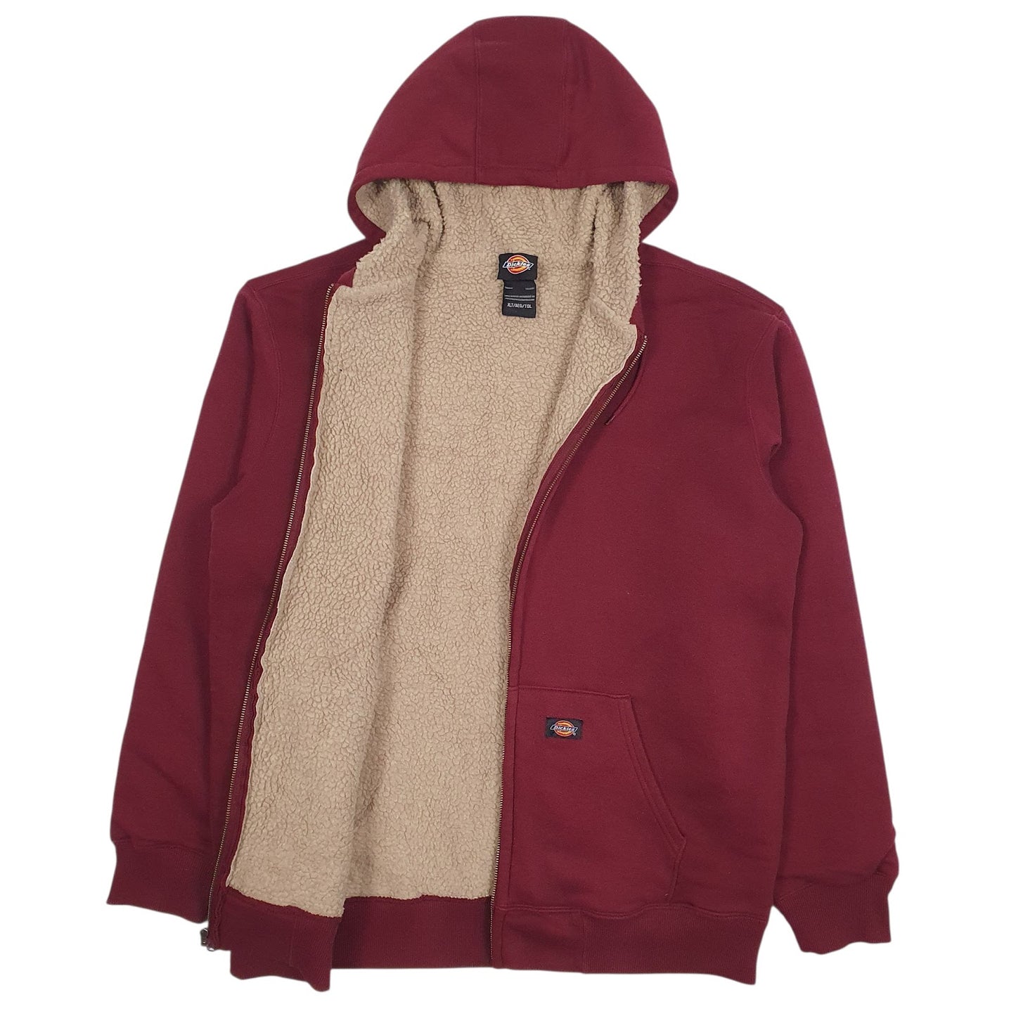 Mens Burgundy Dickies Fleece Lined Full Zip Jumper