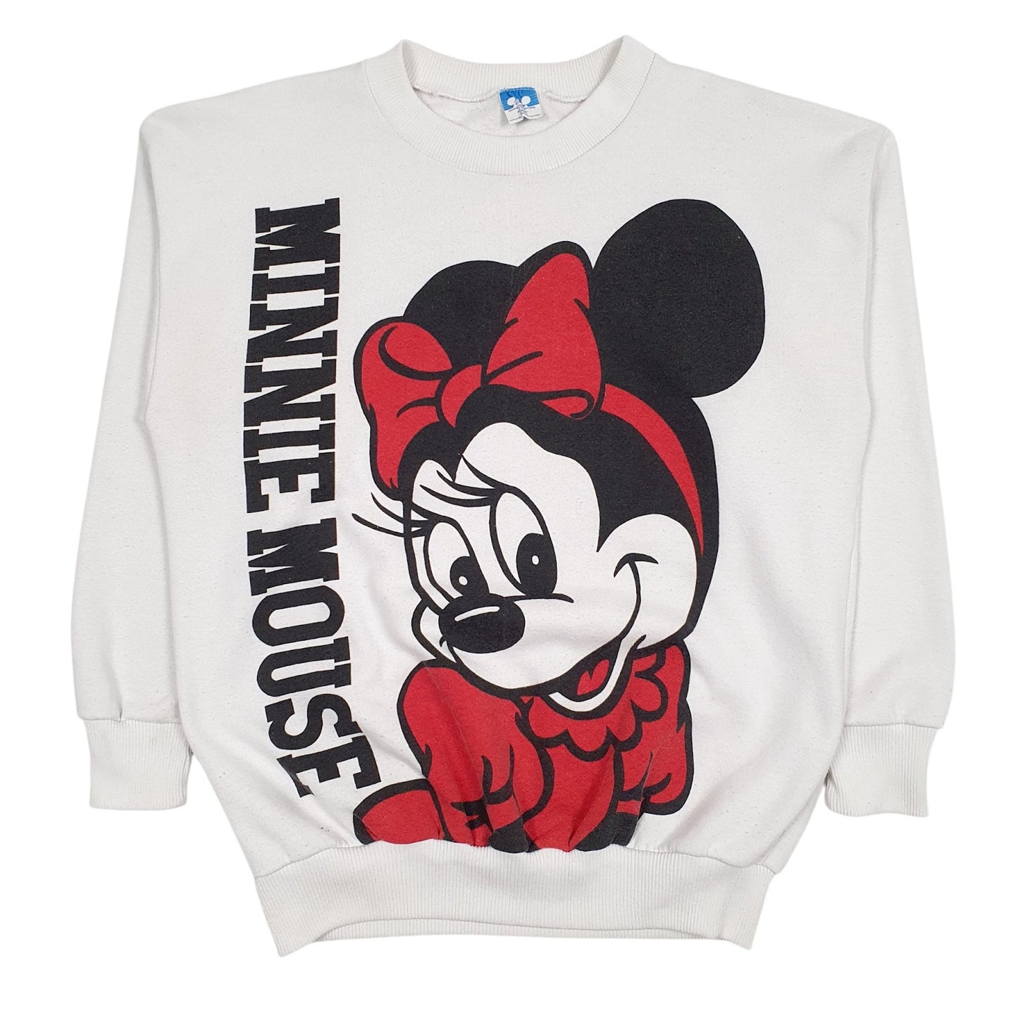 Mens White Disney Minnie Mouse Vintage 90s Made In USA Crewneck Jumper