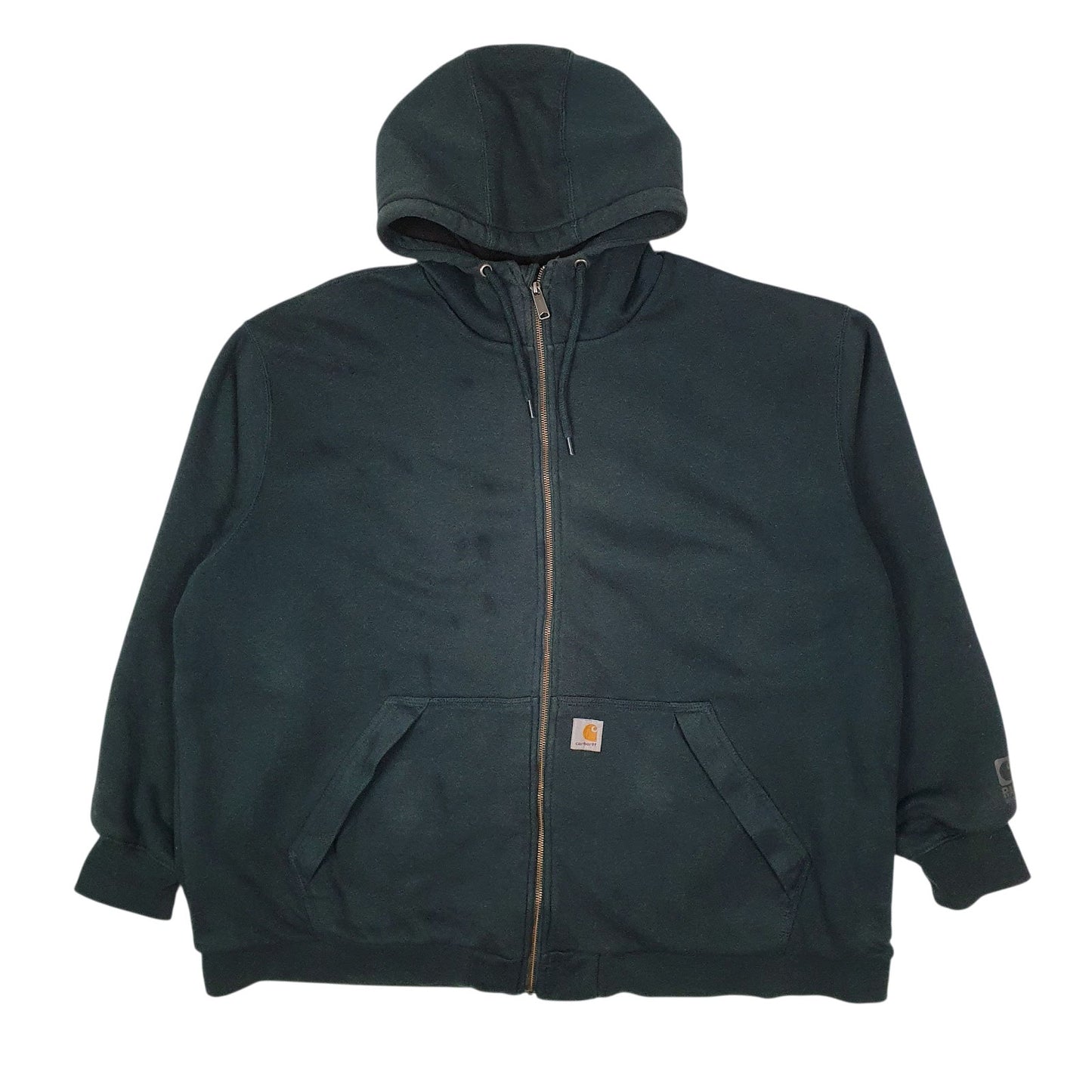 Mens Green Carhartt Thick Thermal Hoodie Full Zip Jumper