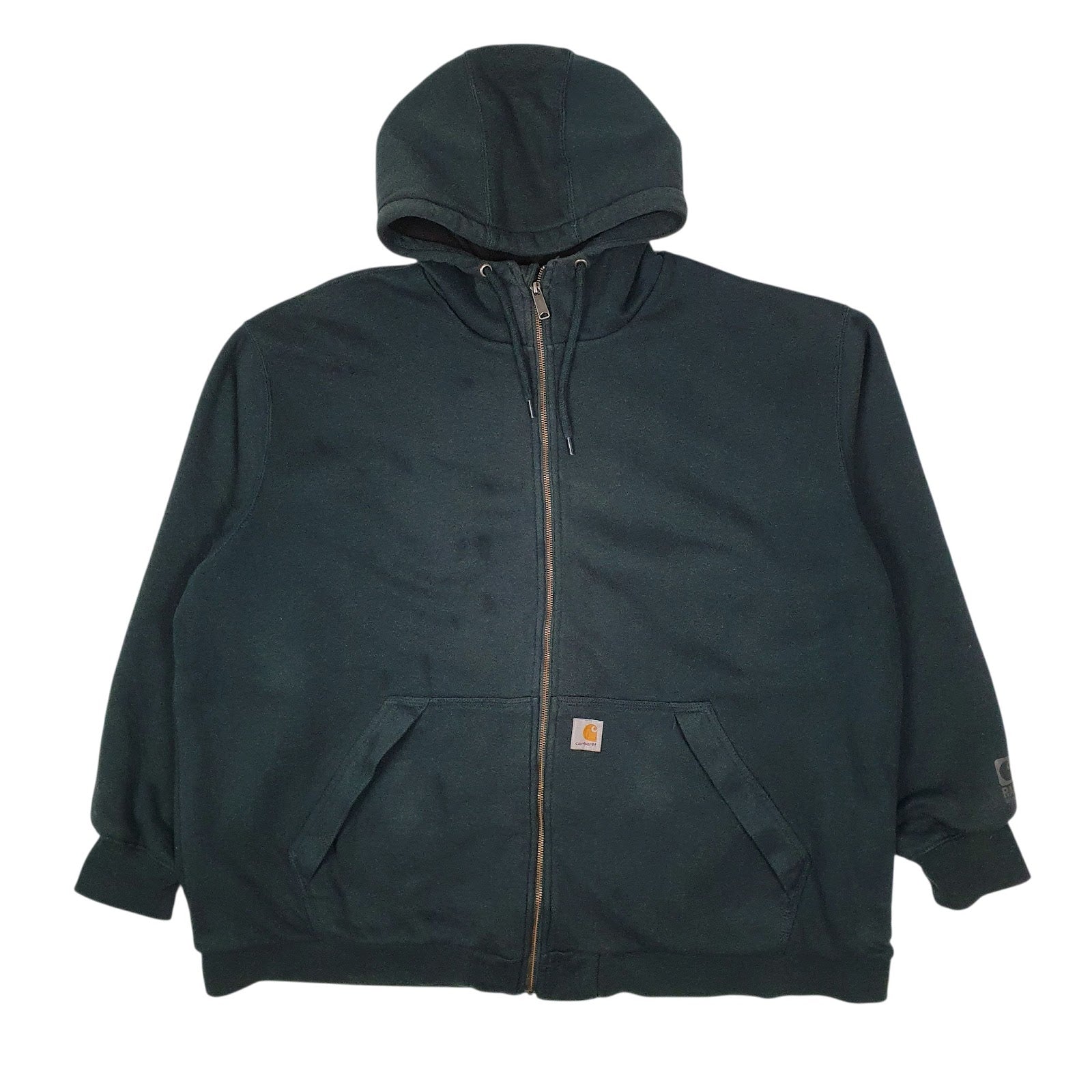 Mens Green Carhartt Thick Thermal Hoodie Full Zip Jumper