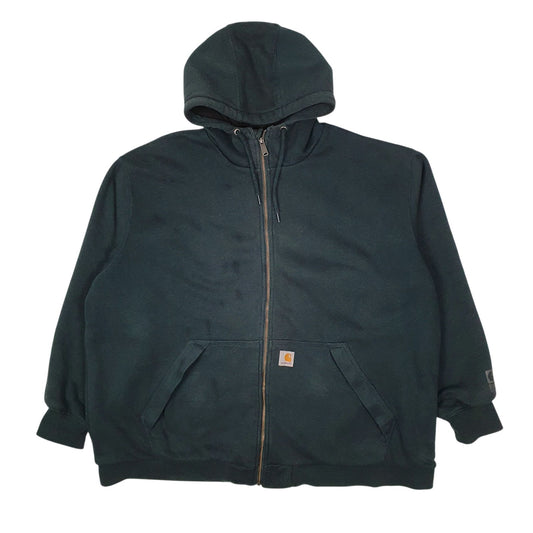 Mens Green Carhartt Thick Thermal Hoodie Full Zip Jumper