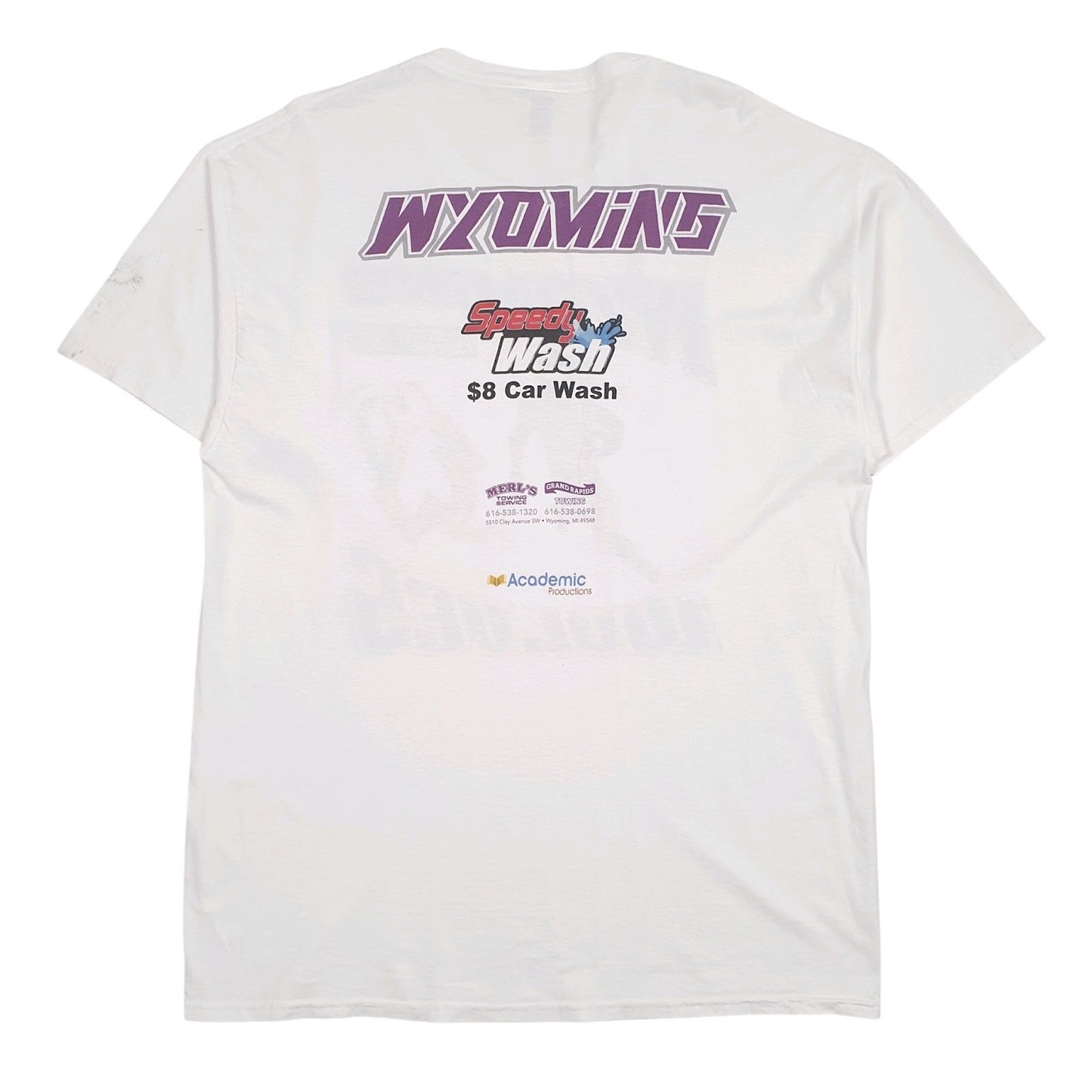Mens White Fruit Of The Loom Wyoming Wolves Football  T Shirt