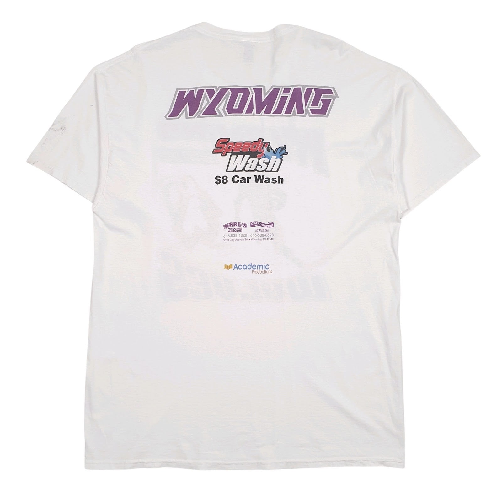 Mens White Fruit Of The Loom Wyoming Wolves Football  T Shirt