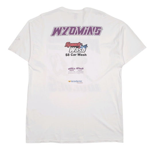 Mens White Fruit Of The Loom Wyoming Wolves Football  T Shirt