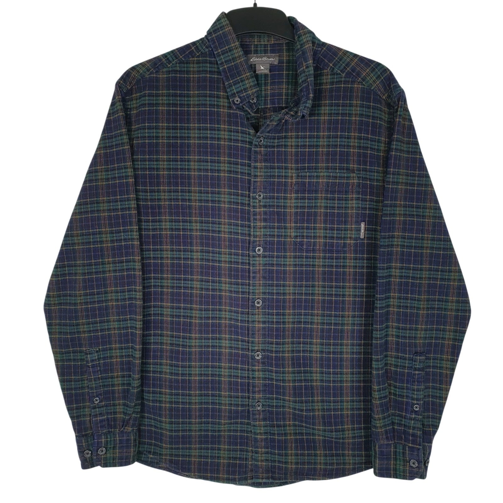 Mens Blue Eddie Bauer Flannel Long Sleeve Shirt