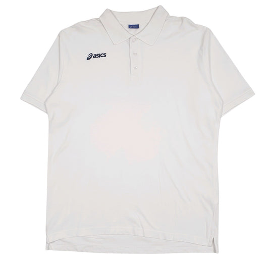 Mens White Asics  Short Sleeve Polo Shirt