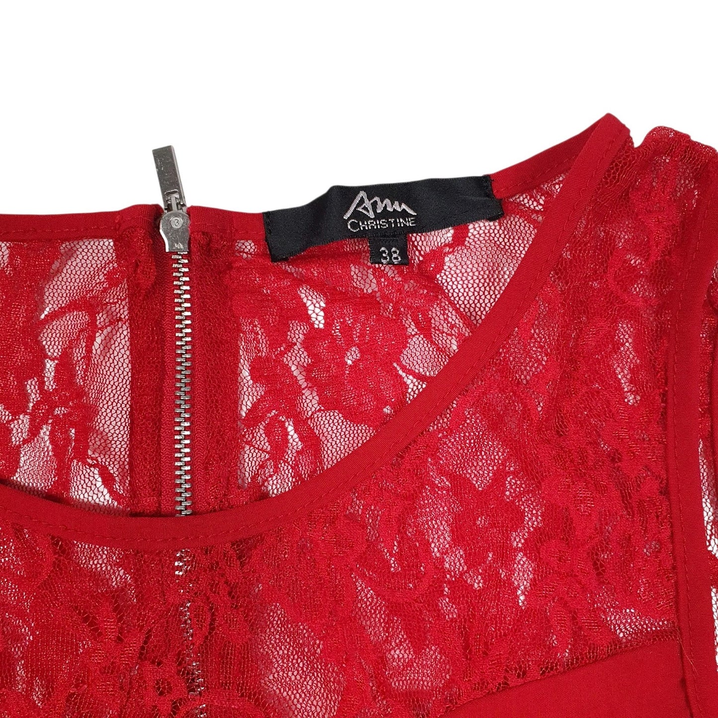 Womens Red Ann Christine Lace Cocktail  Dress