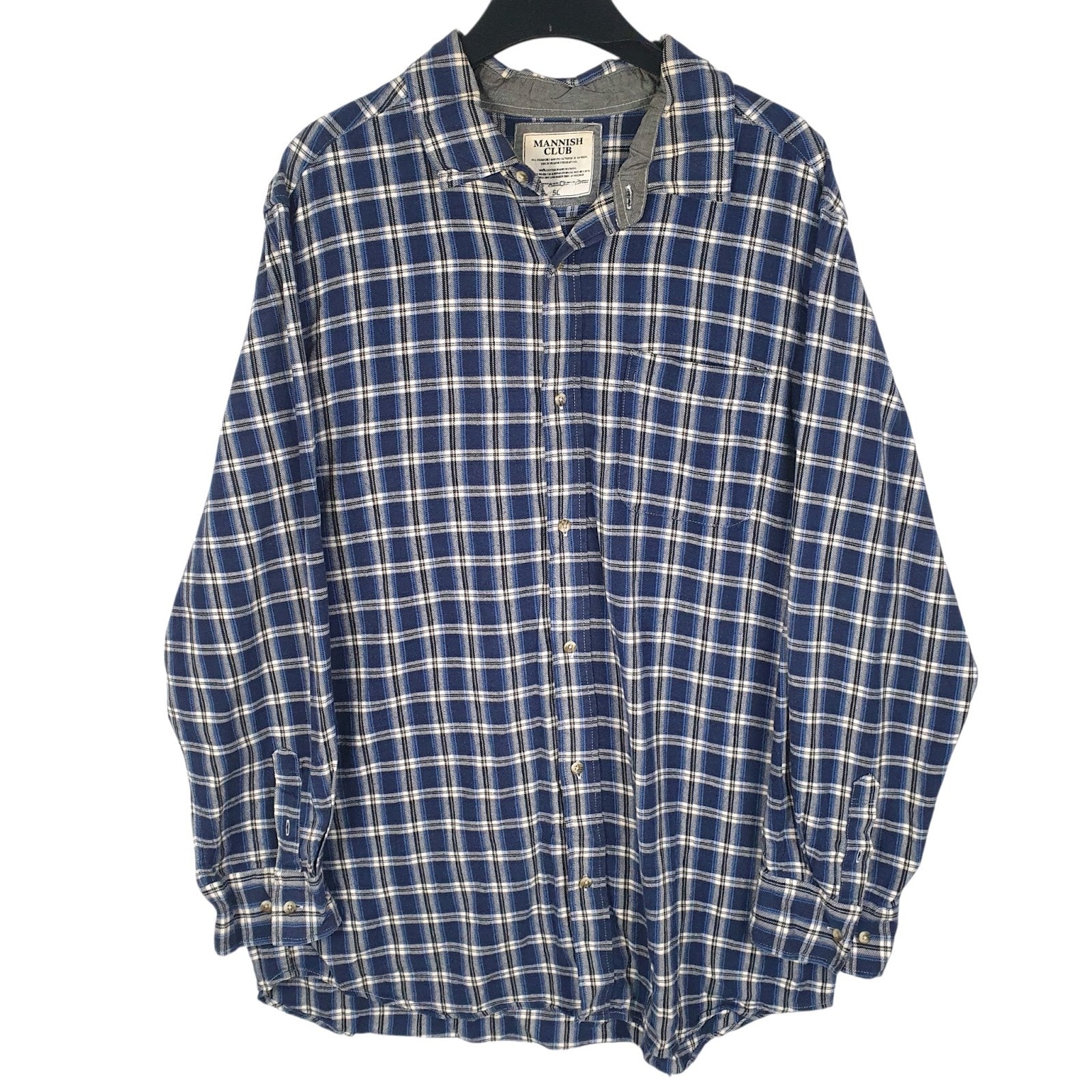 Mens Blue Mannish Club Flannel Long Sleeve Shirt