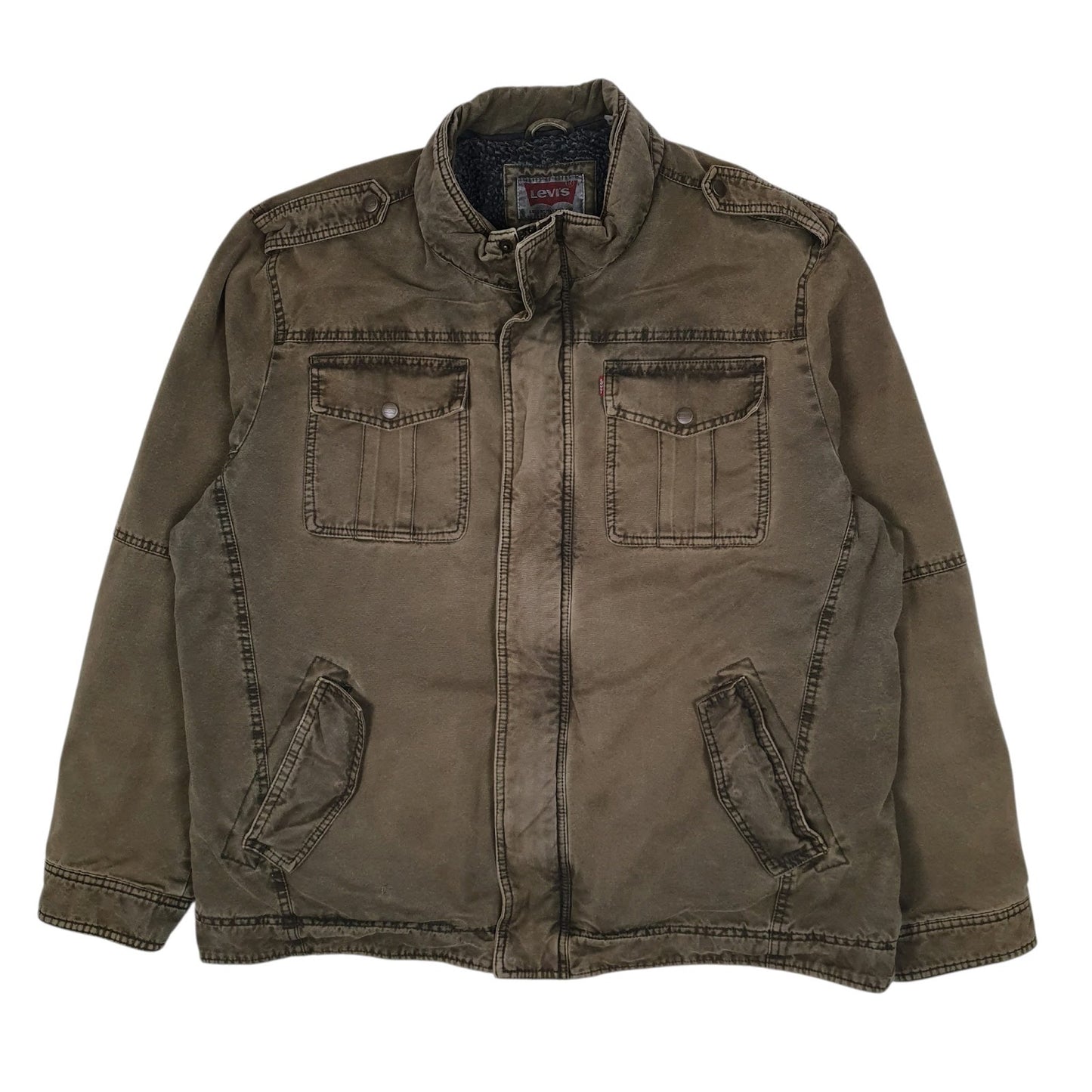 Mens Brown Levis Military Bomber  Coat