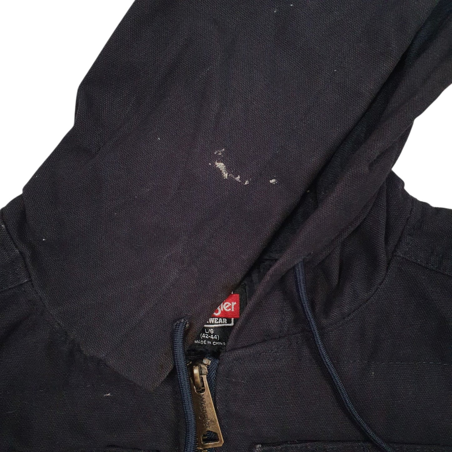 Mens Navy Wrangler Workwear Padded Hooded  Coat