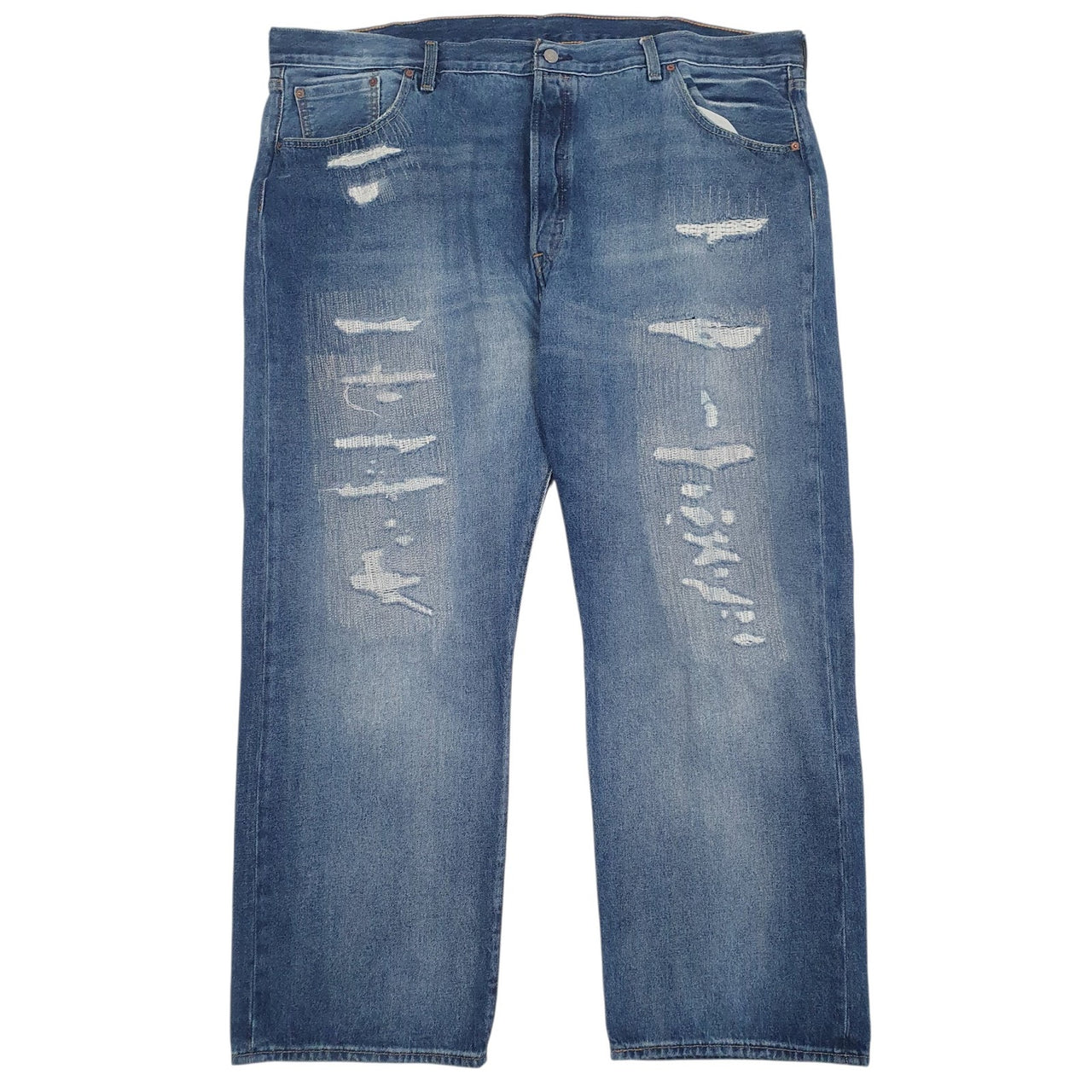 Mens Blue Levis Distressed 501 JeansW48 L32