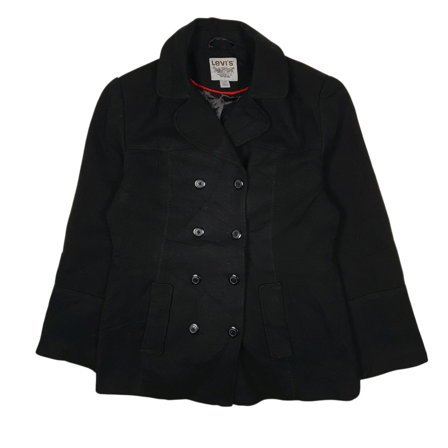 Womens Black Levis Duffle Pea Coat  Coat